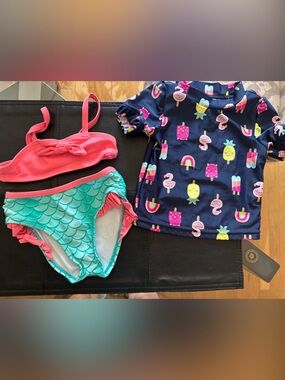 Circo Girls 2-Piece Swim Set - Pink, Teal & Navy 6-9 months